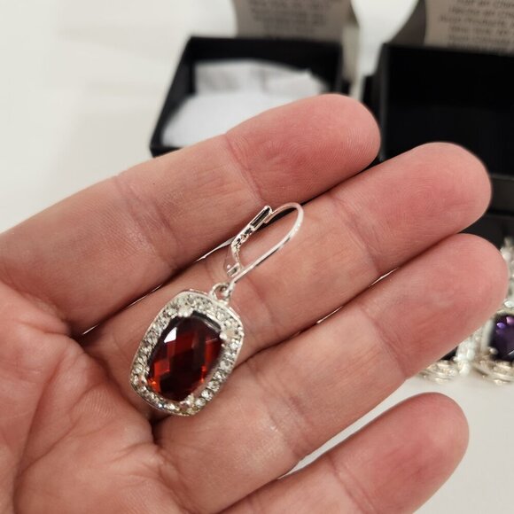 Avon Monaco Nights Drop Earrings Pendant Necklace Gift Sets Purple & Red NEW - Picture 4 of 15